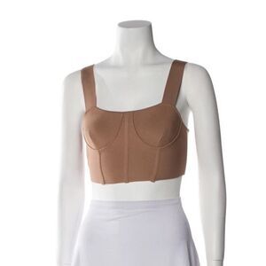 NWT HERVE LEGER structured beige bustier crop top Beige sz XL